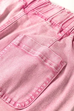 Best Dear-Lover Elastic High Waisted Denim Shorts Strawberry Pink
