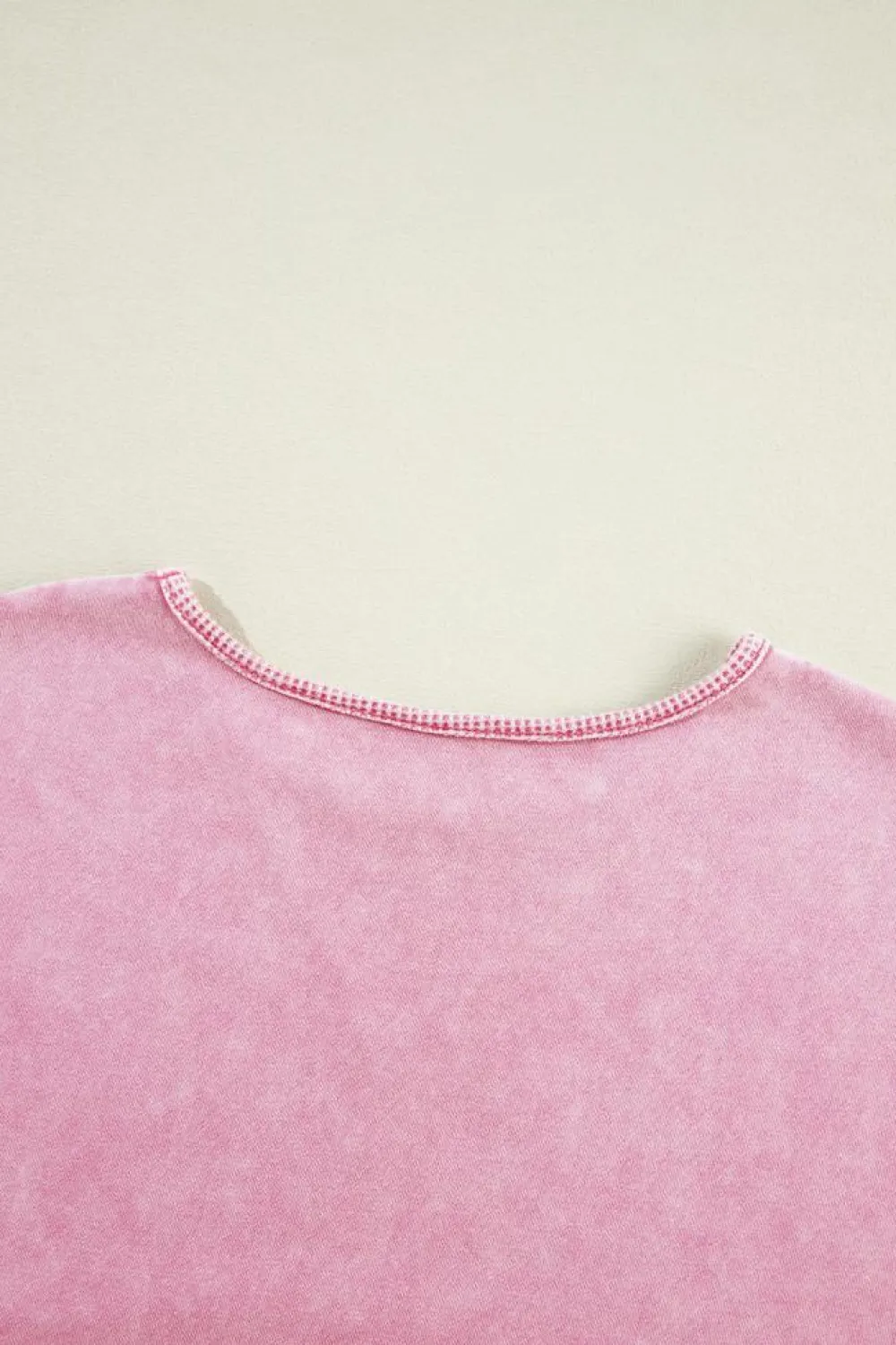 Discount Dear-Lover Mineral Wash Drop Shoulder Pullover Sweatshirt Strawberry Pink