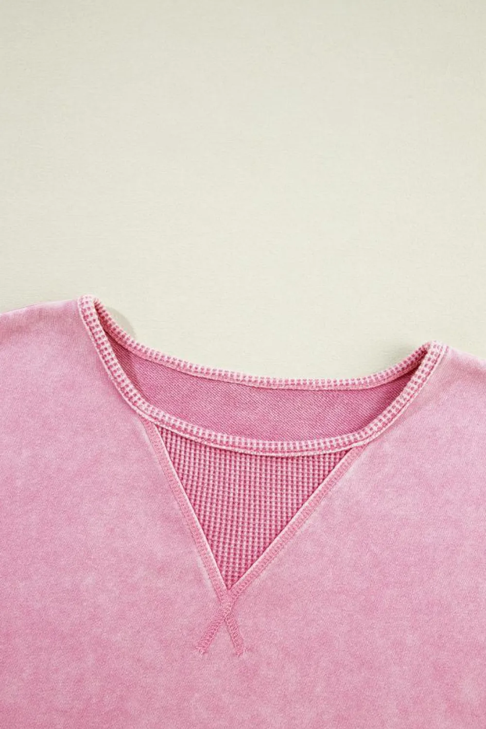 Discount Dear-Lover Mineral Wash Drop Shoulder Pullover Sweatshirt Strawberry Pink