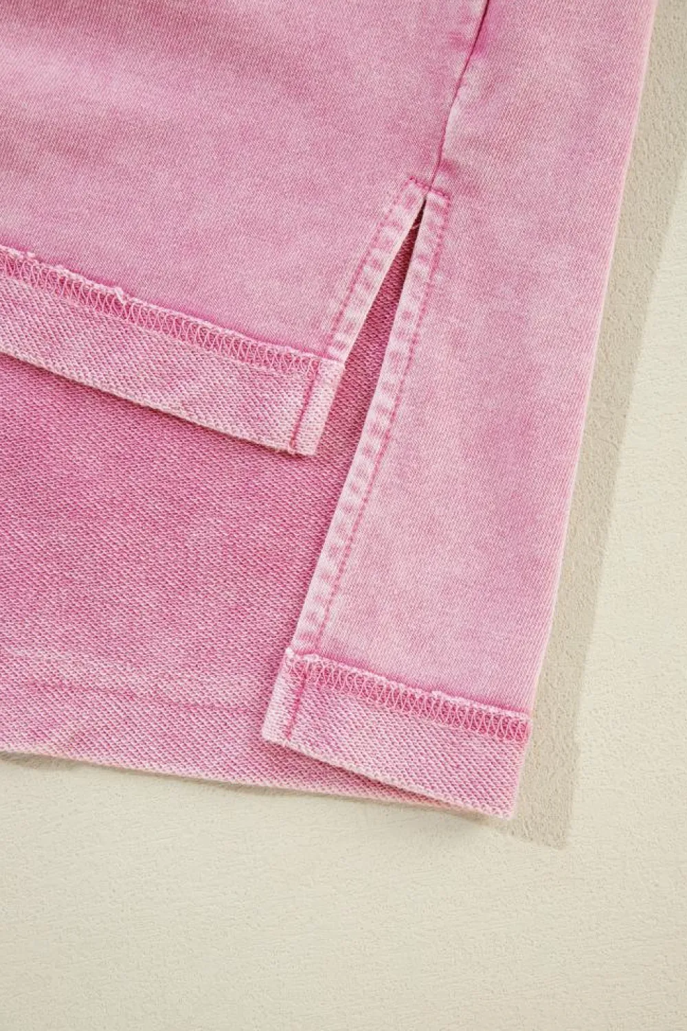 Discount Dear-Lover Mineral Wash Drop Shoulder Pullover Sweatshirt Strawberry Pink