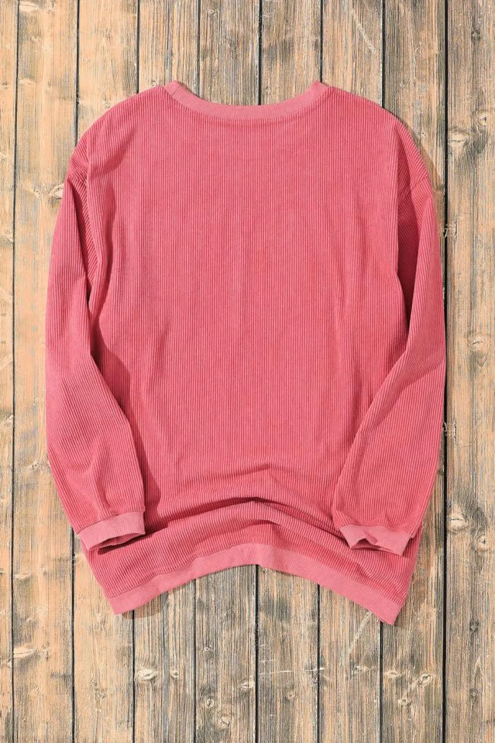 Fashion Dear-Lover Ribbed Corduroy Oversized Sweatshirt Strawberry Pink