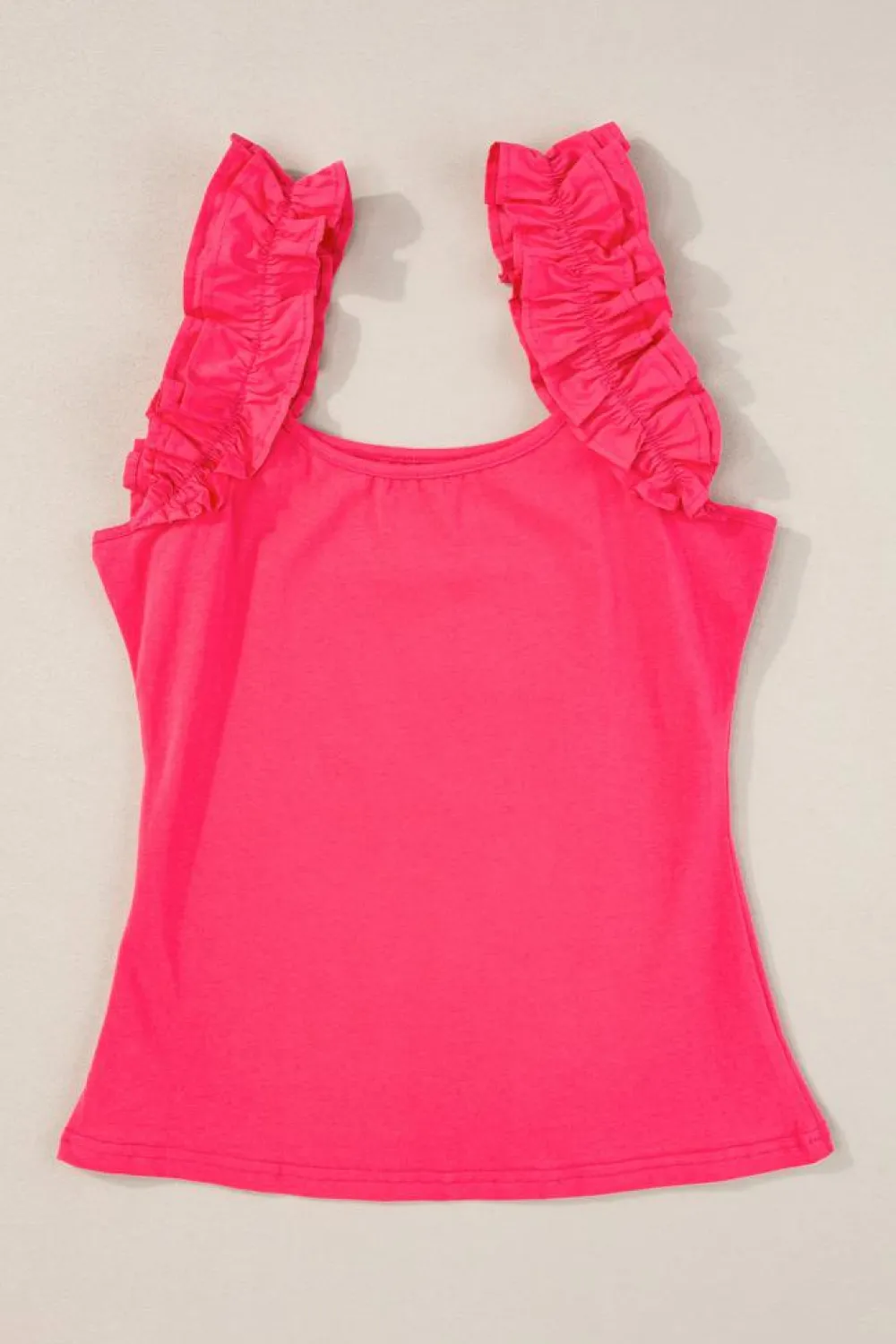 Outlet Dear-Lover Ruffled Wide Straps Slim Tank Top Strawberry Pink