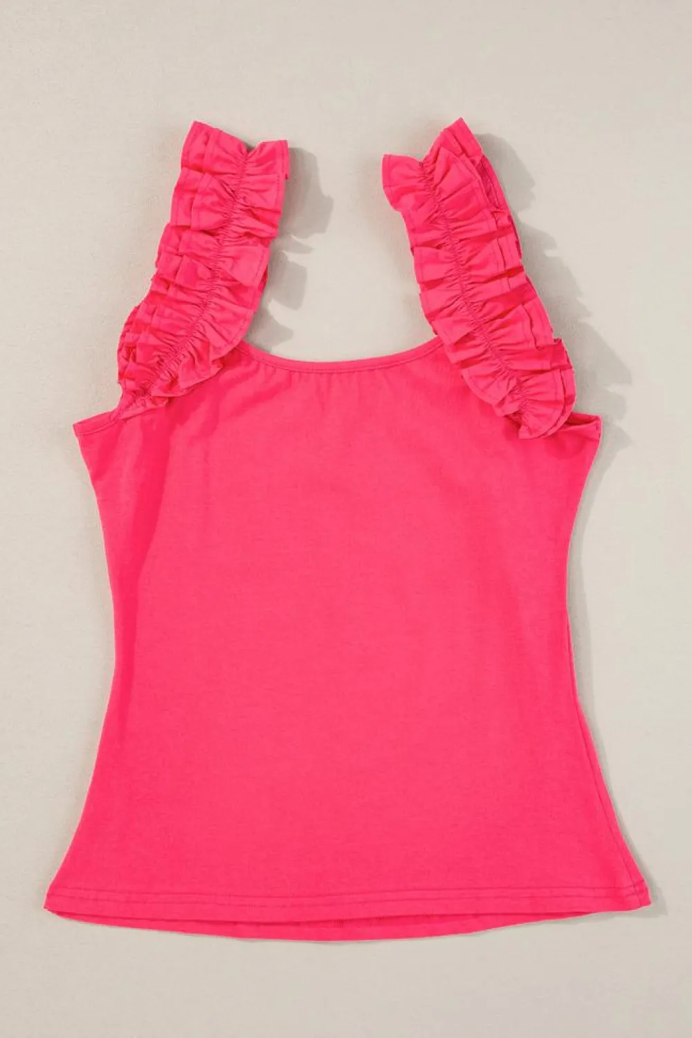 Outlet Dear-Lover Ruffled Wide Straps Slim Tank Top Strawberry Pink