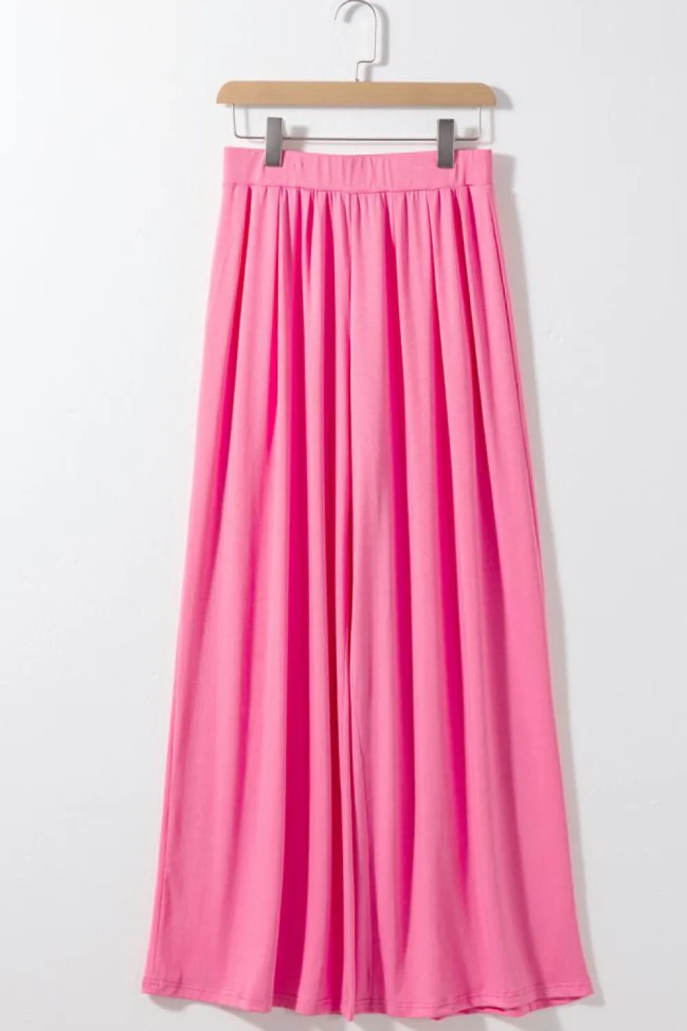 Fashion Dear-Lover Slim Fit Crop Top and Pleated Wide Leg Pants Set Strawberry Pink