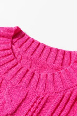 Best Dear-Lover Textured Knit Ruffled Mock Neck Sweater Tank Strawberry Pink