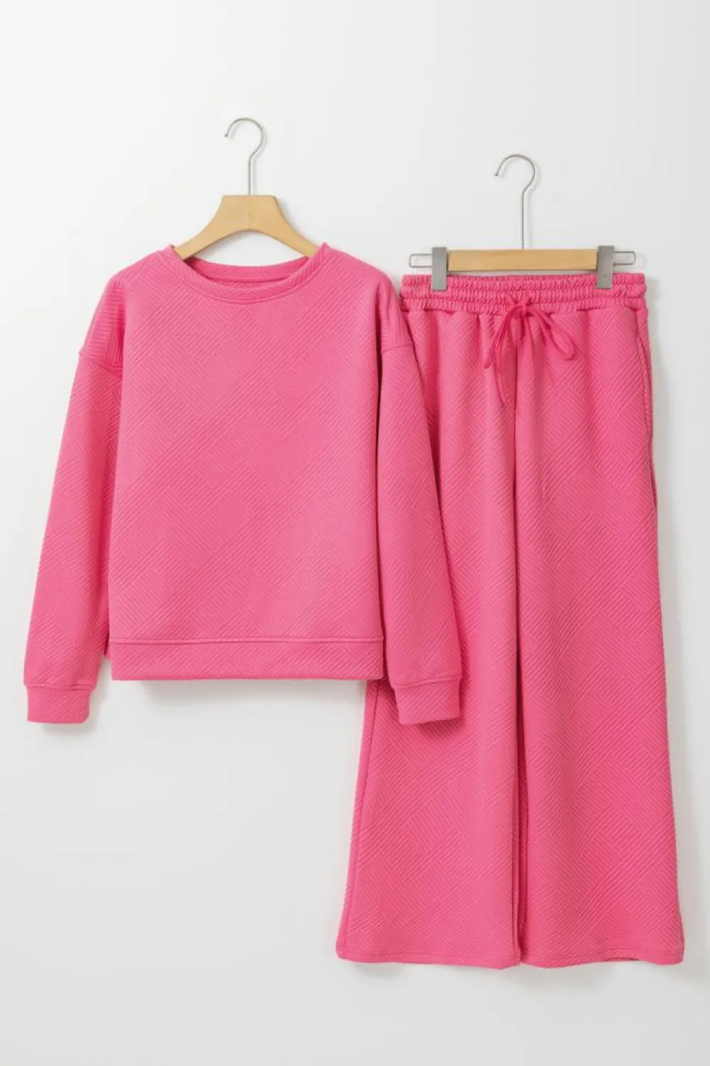 Discount Dear-Lover Ultra Loose Textured 2pcs Slouchy Outfit Strawberry Pink