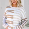 Discount Dear-Lover Blocked Drop Shoulder Slouchy Sweater Stripe