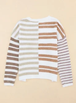Discount Dear-Lover Blocked Drop Shoulder Slouchy Sweater Stripe
