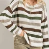 Clearance Dear-Lover Crochet Hollow out Knit Sweater Stripe