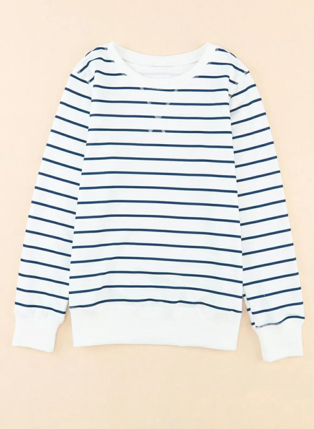 Hot Dear-Lover d Print Ribbed Trim Long Sleeve Top Stripe