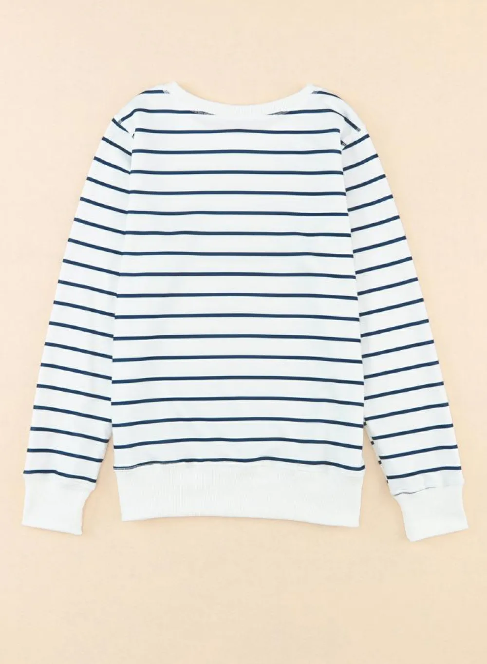 Hot Dear-Lover d Print Ribbed Trim Long Sleeve Top Stripe
