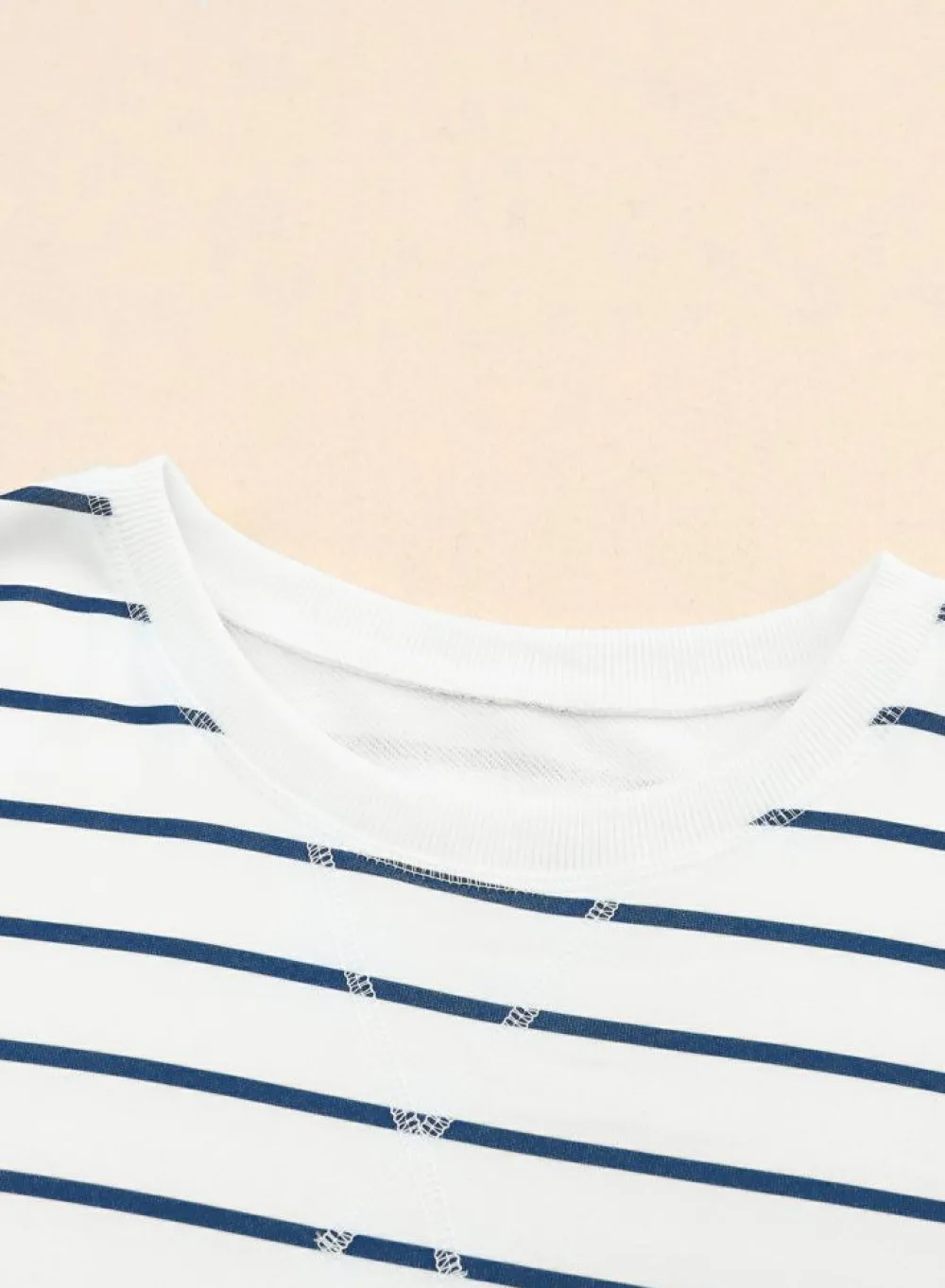 Hot Dear-Lover d Print Ribbed Trim Long Sleeve Top Stripe