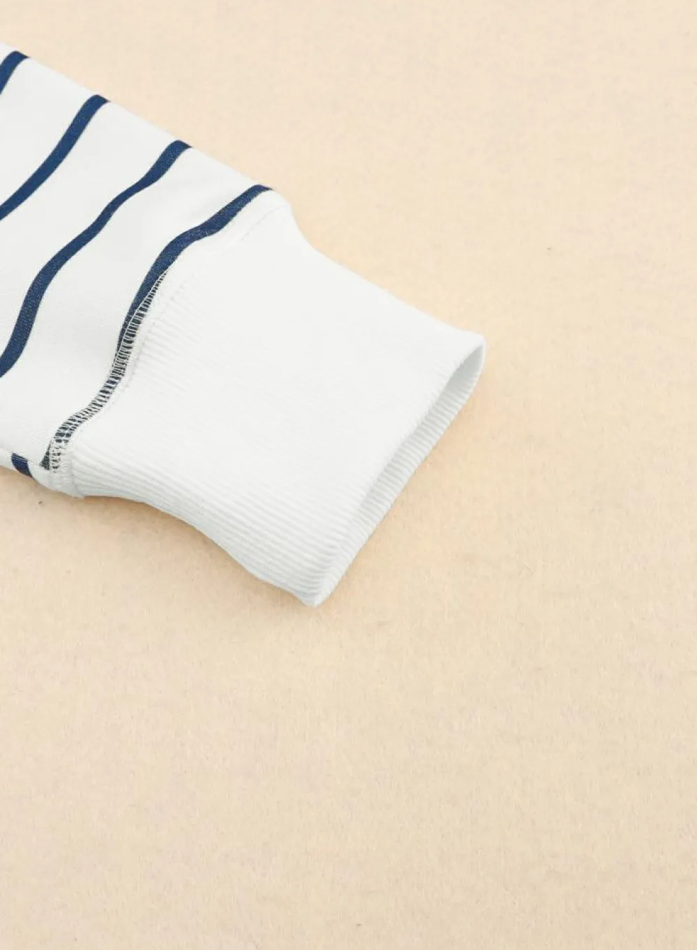 Hot Dear-Lover d Print Ribbed Trim Long Sleeve Top Stripe