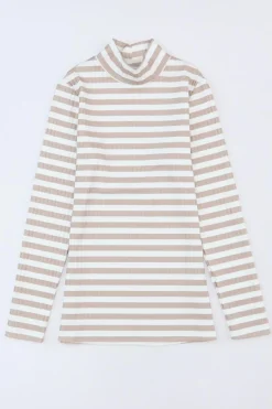 New Dear-Lover d Print Textured Knit Long Sleeve Tee Stripe