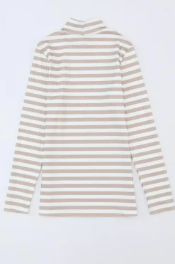 New Dear-Lover d Print Textured Knit Long Sleeve Tee Stripe