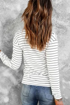 Best Dear-Lover d V Neck Long Sleeve Top Stripe