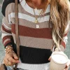 Best Dear-Lover Taupe Classic Round Neck Colorblock Knit Sweater Simply Taupe