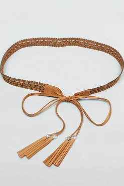Fashion Dear-Lover Boho Tassel Crochet Self-tie Waist Belt Thai Curry