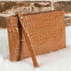 Fashion Dear-Lover Crocodile Pattern Zipper Wristlet Wallet Thai Curry