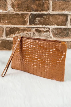 Fashion Dear-Lover Crocodile Pattern Zipper Wristlet Wallet Thai Curry