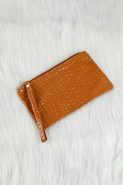 Fashion Dear-Lover Crocodile Pattern Zipper Wristlet Wallet Thai Curry