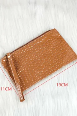 Fashion Dear-Lover Crocodile Pattern Zipper Wristlet Wallet Thai Curry