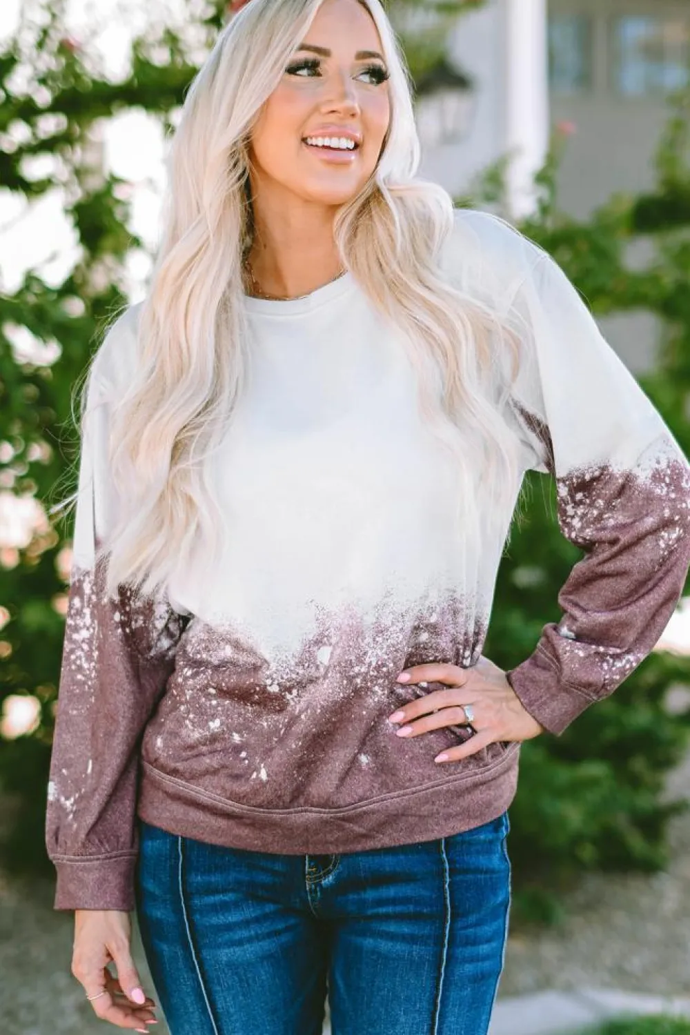 Hot Dear-Lover Tie Dye Gradient Pullover Sweatshirt Fiery Red