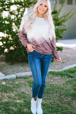 Hot Dear-Lover Tie Dye Gradient Pullover Sweatshirt Fiery Red