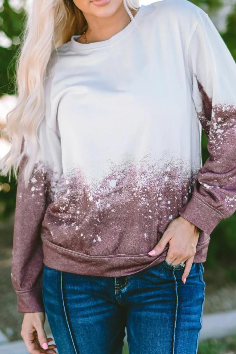 Hot Dear-Lover Tie Dye Gradient Pullover Sweatshirt Fiery Red