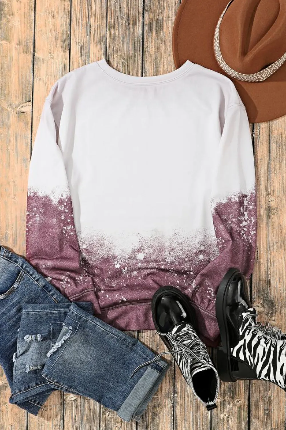 Hot Dear-Lover Tie Dye Gradient Pullover Sweatshirt Fiery Red