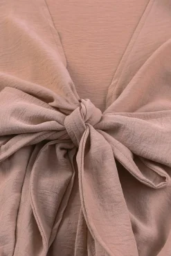 Outlet Dear-Lover Tie Knot Puff Long Sleeve Romper Pink