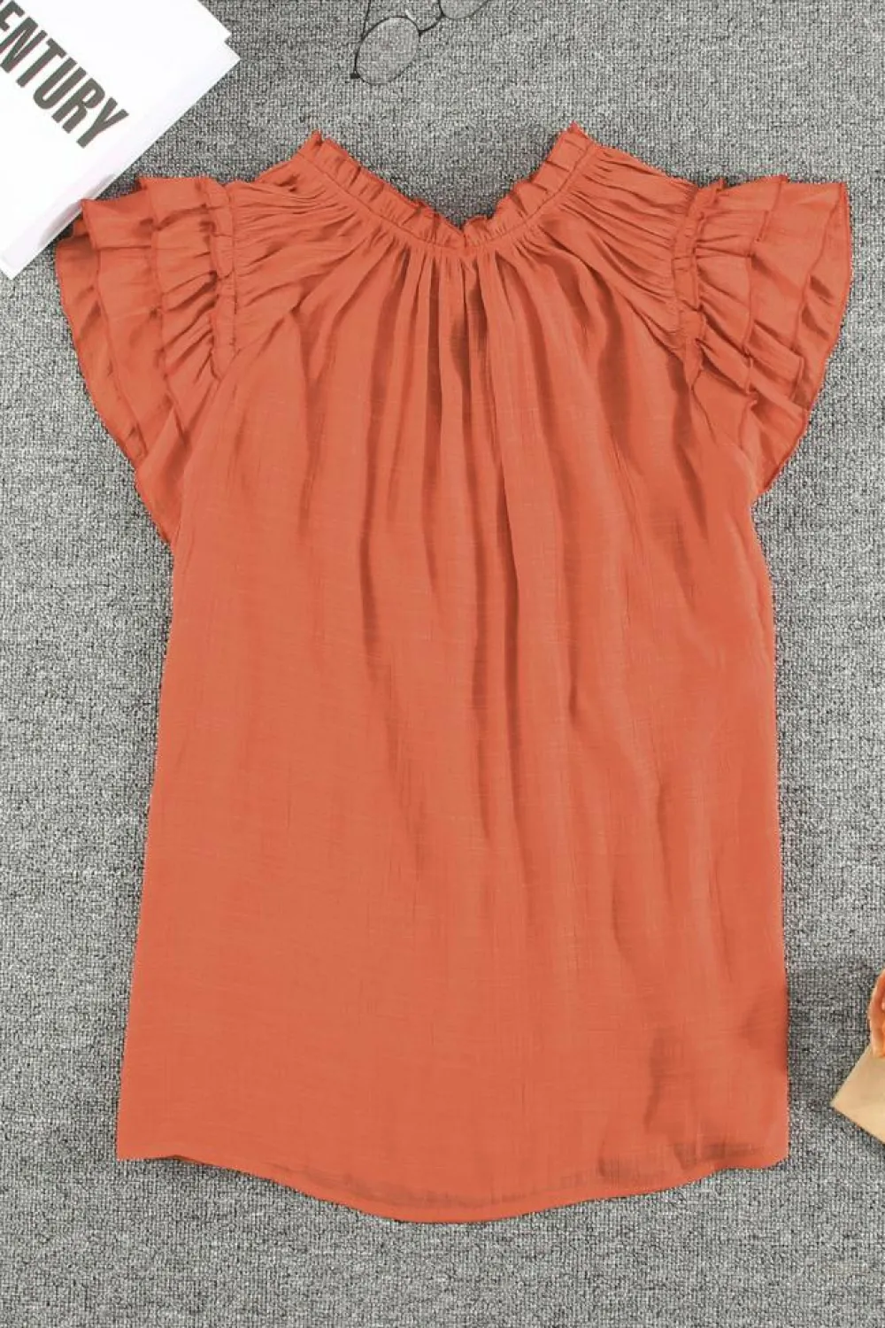 Outlet Dear-Lover Tiered Ruffled Drawstring V Neck Top Fiery Red