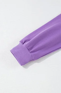 Best Dear-Lover GAME DAY Rugby Chenille Embroidered Pullover Sweatshirt Tillandsia Purple