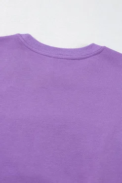 Best Dear-Lover GAME DAY Rugby Chenille Embroidered Pullover Sweatshirt Tillandsia Purple