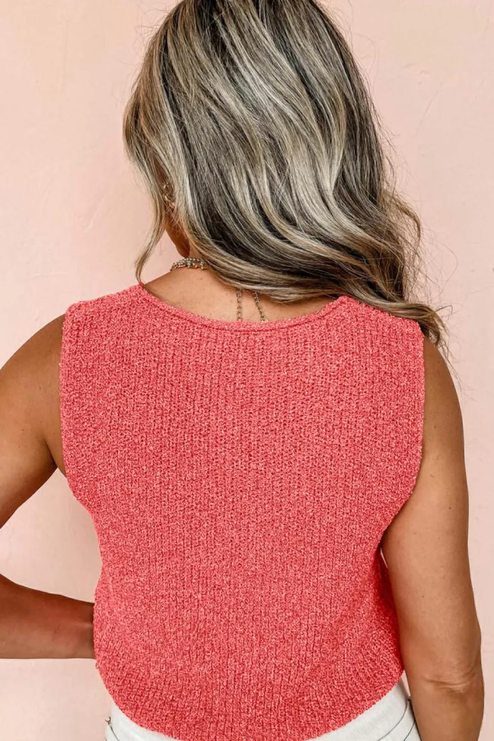 Online Dear-Lover Lace-up Front V Neck Sweater Vest Tomato Red