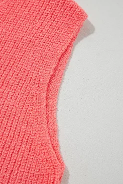Online Dear-Lover Lace-up Front V Neck Sweater Vest Tomato Red