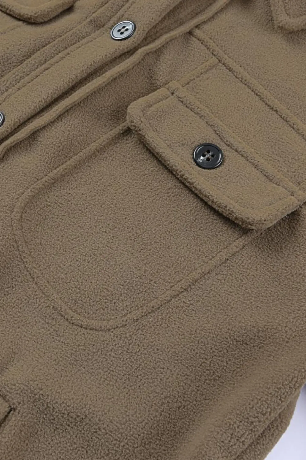 Fashion Dear-Lover Turn Down Collar Buttoned Shirt Jacket Green