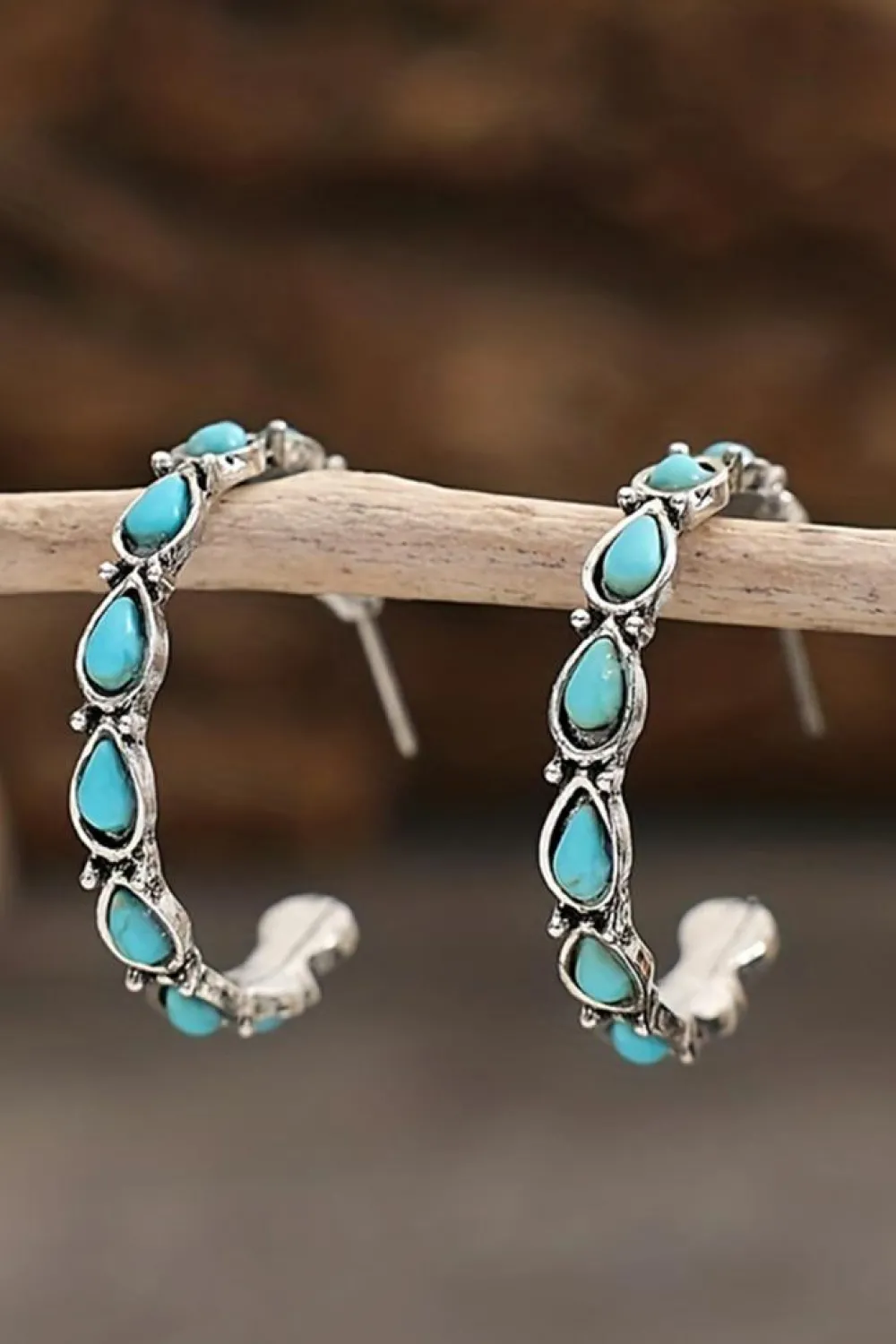 Best Dear-Lover Boho Decor C-shape Stud Earrings Turquoise