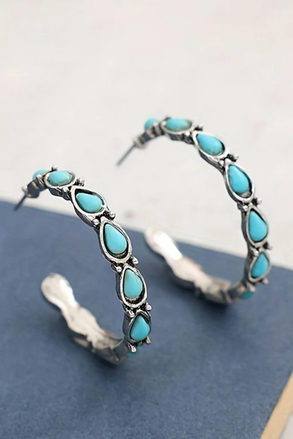 Best Dear-Lover Boho Decor C-shape Stud Earrings Turquoise