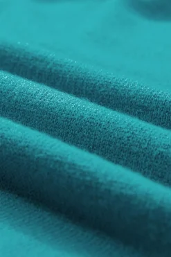 Fashion Dear-Lover Contrast Flutter Sleeves Knitted Sweater T Shirt Turquoise