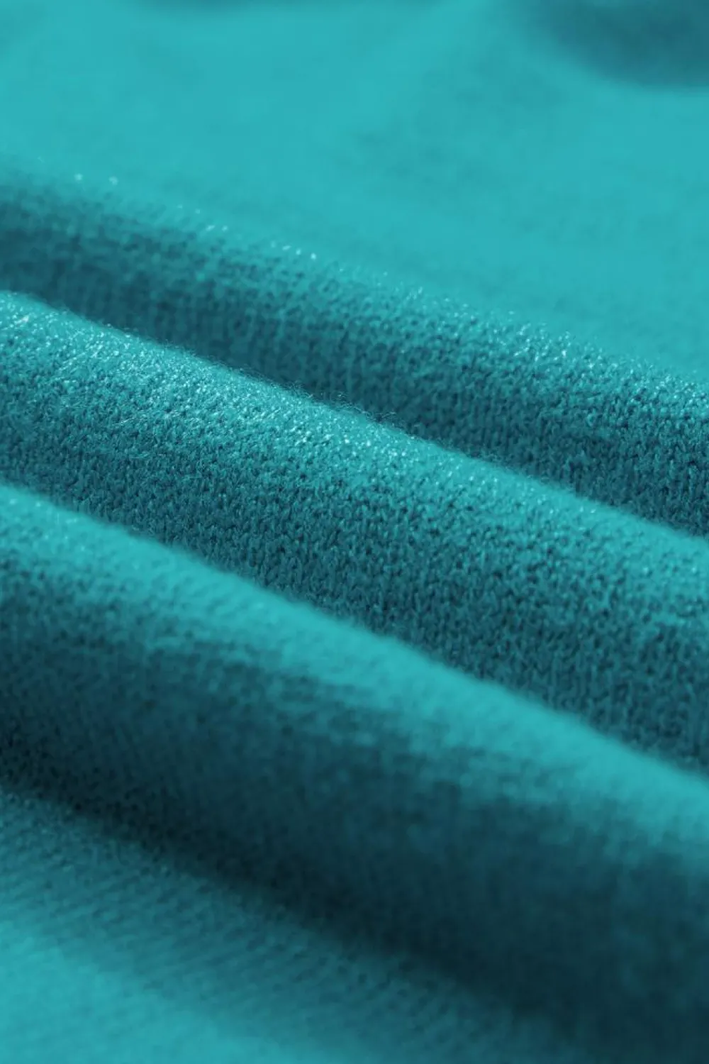 Fashion Dear-Lover Contrast Flutter Sleeves Knitted Sweater T Shirt Turquoise