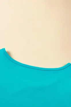 Hot Dear-Lover Floral Crochet Short Sleeve Top Turquoise