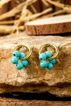 Hot Dear-Lover Flower Shape Hoop Earrings Turquoise