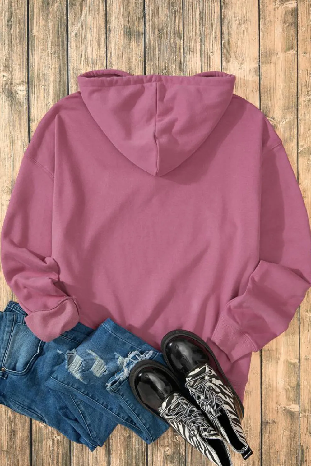 Hot Dear-Lover Fleece Lined Kangaroo Pocket Drawstring Chunky Hoodie Valerian