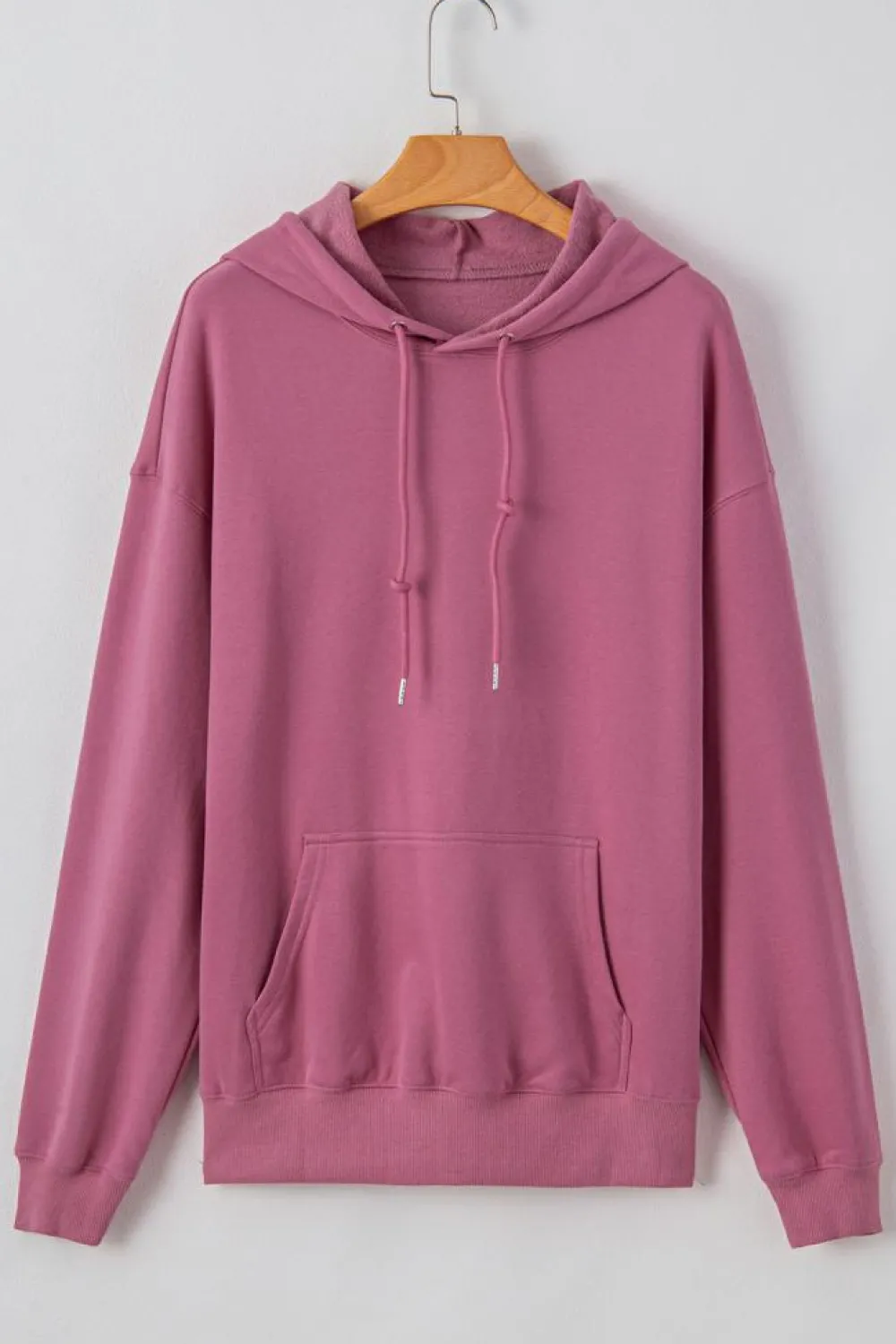 Hot Dear-Lover Fleece Lined Kangaroo Pocket Drawstring Chunky Hoodie Valerian