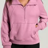 Online Dear-Lover Quarter Zip Stand Neck Kangaroo Pocket Sweatshirt Valerian