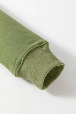 Sale Dear-Lover Drop Shoulder Crisscross Stitching Pocketed Loose Sweatshirt Vineyard Green