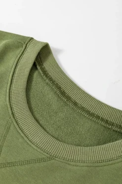 Sale Dear-Lover Drop Shoulder Crisscross Stitching Pocketed Loose Sweatshirt Vineyard Green