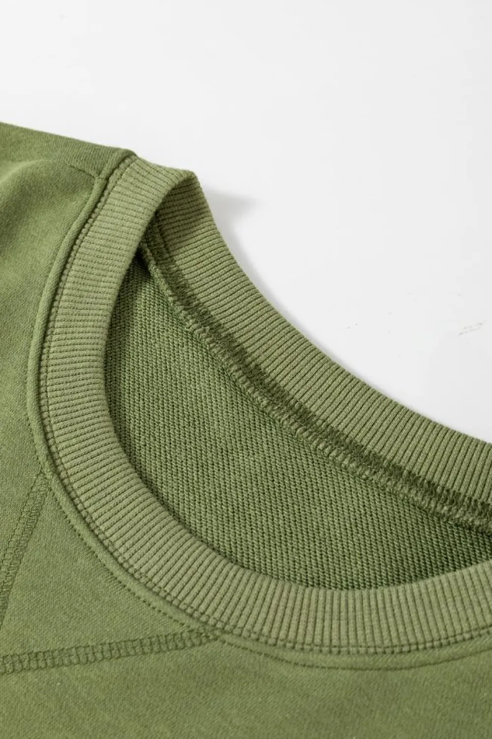 Sale Dear-Lover Drop Shoulder Crisscross Stitching Pocketed Loose Sweatshirt Vineyard Green