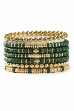 New Dear-Lover St Patricks Multi Layered Beaded Bracelet Set Vineyard Green